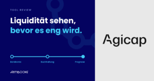 Agicap Logo neben der Aussage: Liquidität sehen, bevor es eng wird.