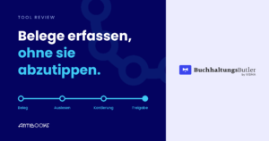 BuchhaltungsButler Logo neben der Aussage: Belege erfassen, ohne sie abzutippen.