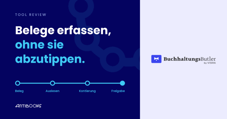 BuchhaltungsButler Logo neben der Aussage: Belege erfassen, ohne sie abzutippen.