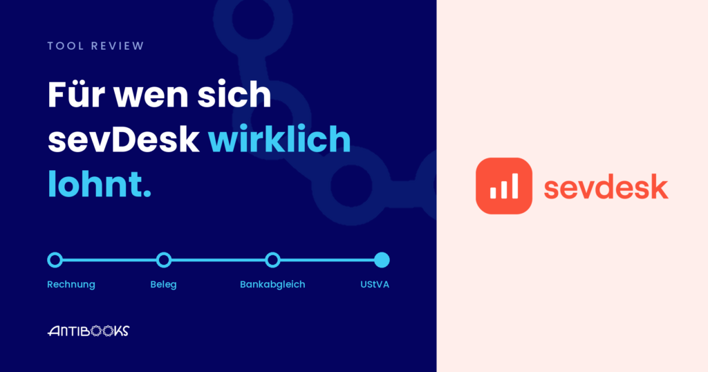 sevDesk Logo neben der Aussage: Für wen sich sevDesk wirklich lohnt.