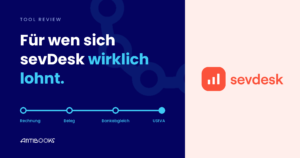 sevDesk Logo neben der Aussage: Für wen sich sevDesk wirklich lohnt.
